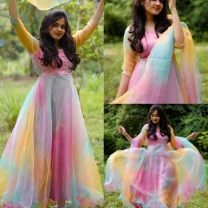 Organza Anarkali Kurti With Dupatta