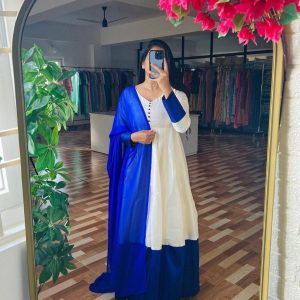 SUPER QUALITY WHITE GOWN DUPATTA