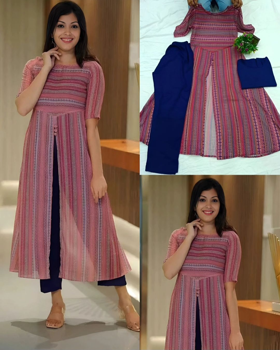 Attractive Georgette koti with Rayon Top and Bottom Kurti for Women