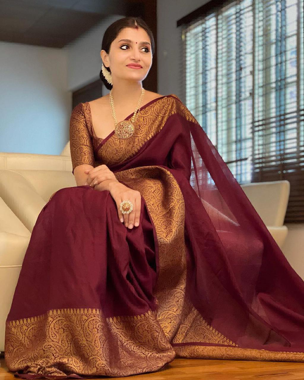 Maroon Trendy Saree