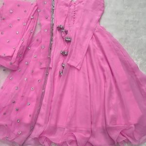 PARTYWEAR LOOK ANARKALI GOWN AND FANCY LACE WORK
