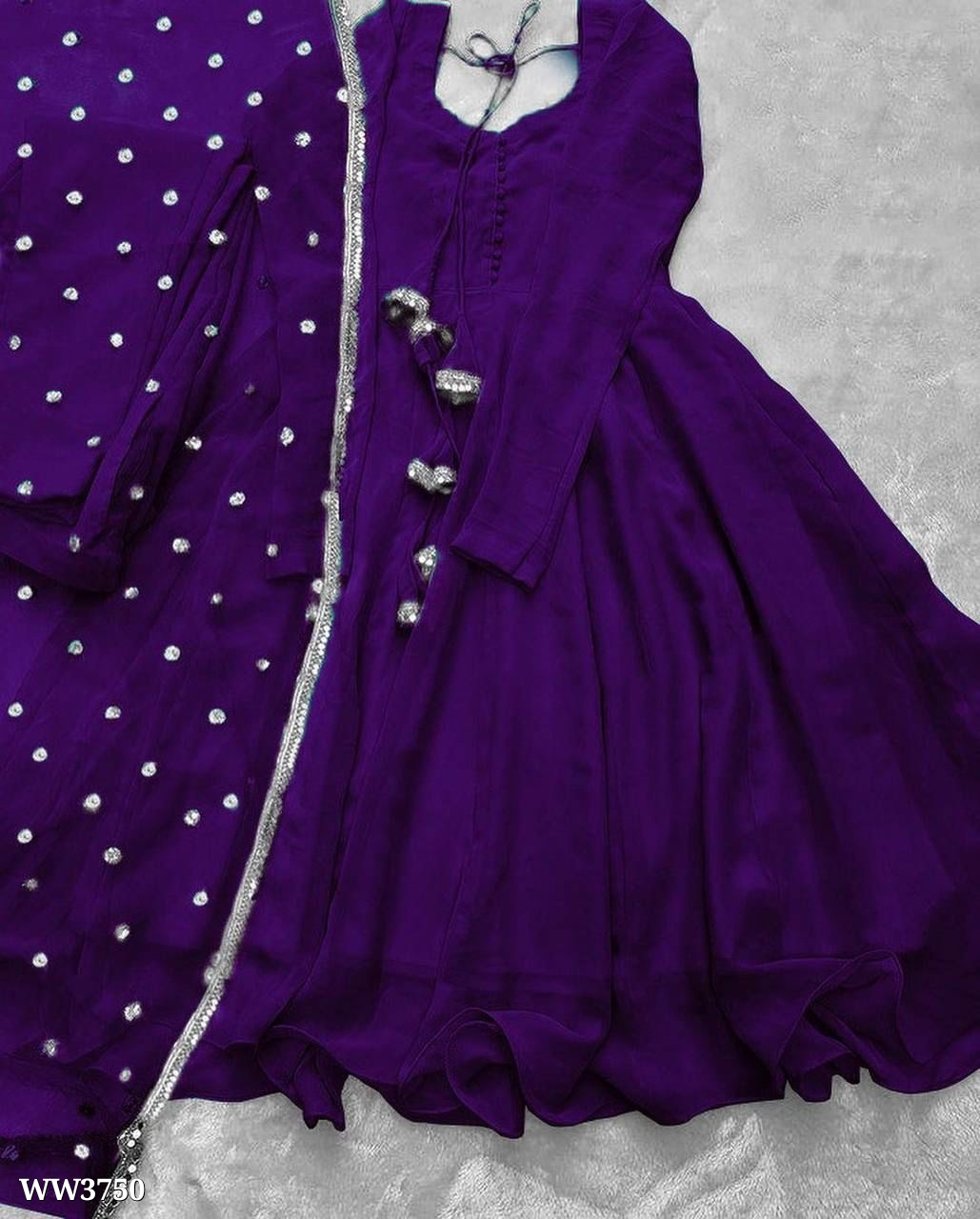 PARTYWEAR LOOK ANARKALI GOWN AND FANCY LACE WORK