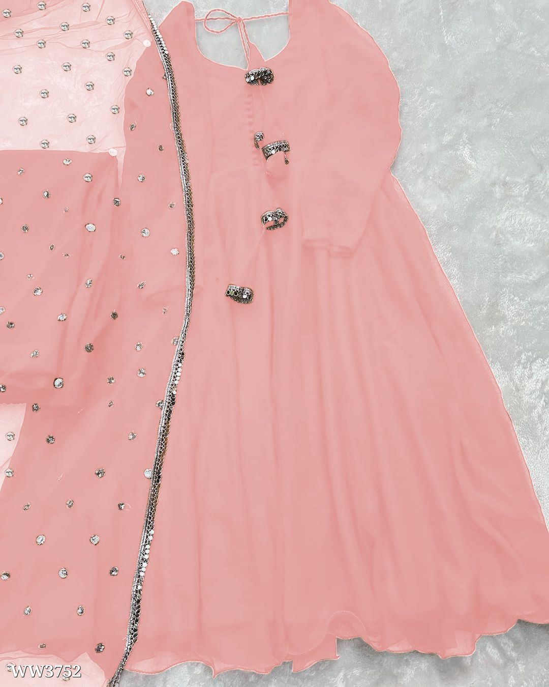 PARTYWEAR LOOK ANARKALI GOWN AND FANCY LACE WORK - Image 2