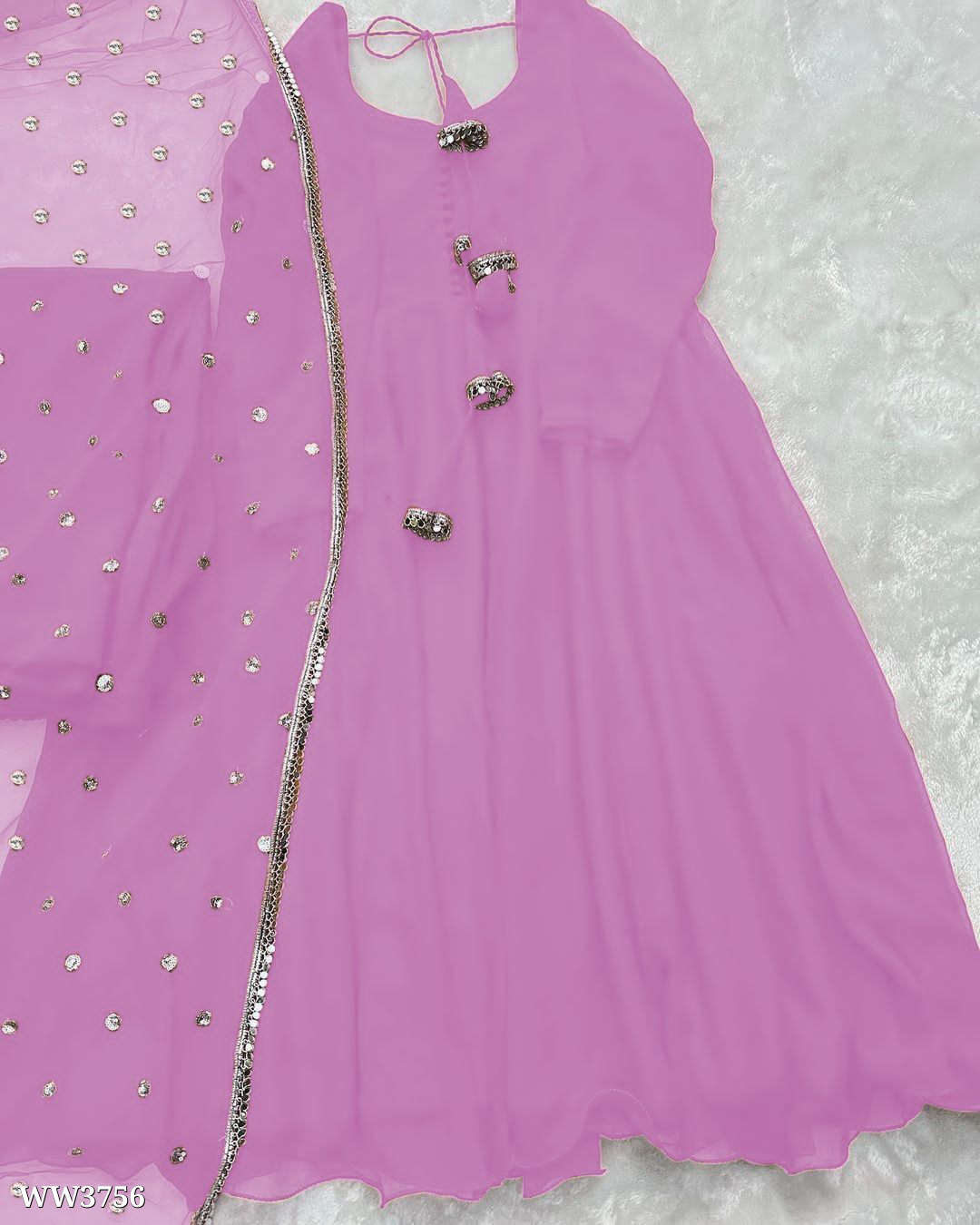 PARTYWEAR LOOK ANARKALI GOWN AND FANCY LACE WORK - Image 4