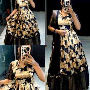 Trendy Kalamkari dress with beautiful silk border !!