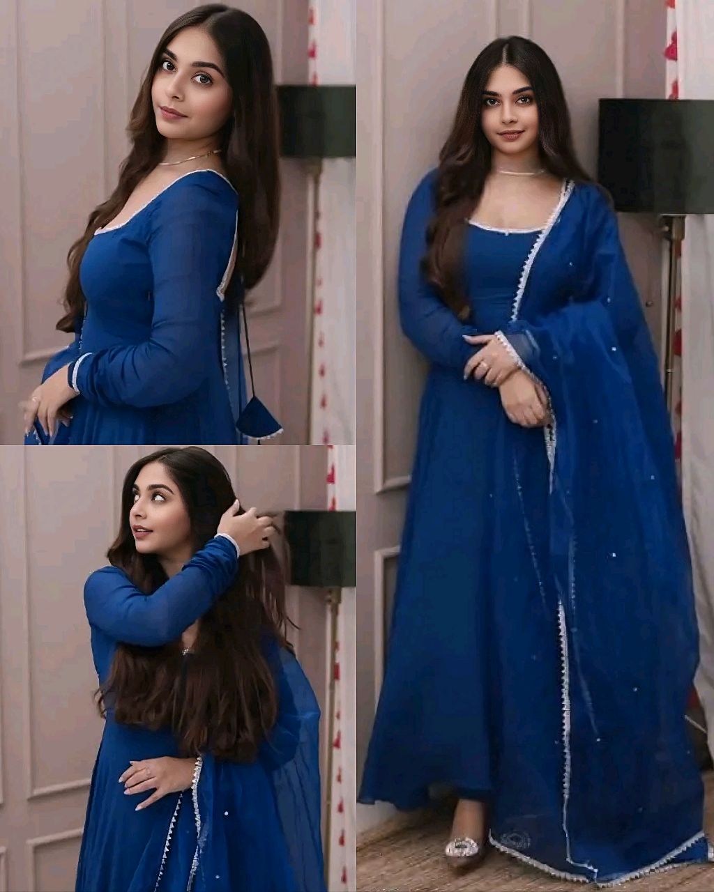 Stylish Anarkali Gown With Pant and Dupatta Ready To Wear 3 Pis Suit Set - Image 2