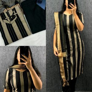 Trendy Black Kurti Dupatta With Pocket Pant