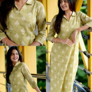 Fashionable Cotton Slub Digital Print Straight Kurti For Women