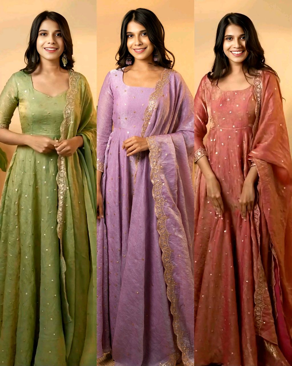 Party Wear Look Fancy Umbrella Gown,Dupatta & Bottom Set👗