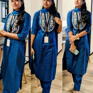 Embroidered Straight Kurta With Trouser & Dupatta