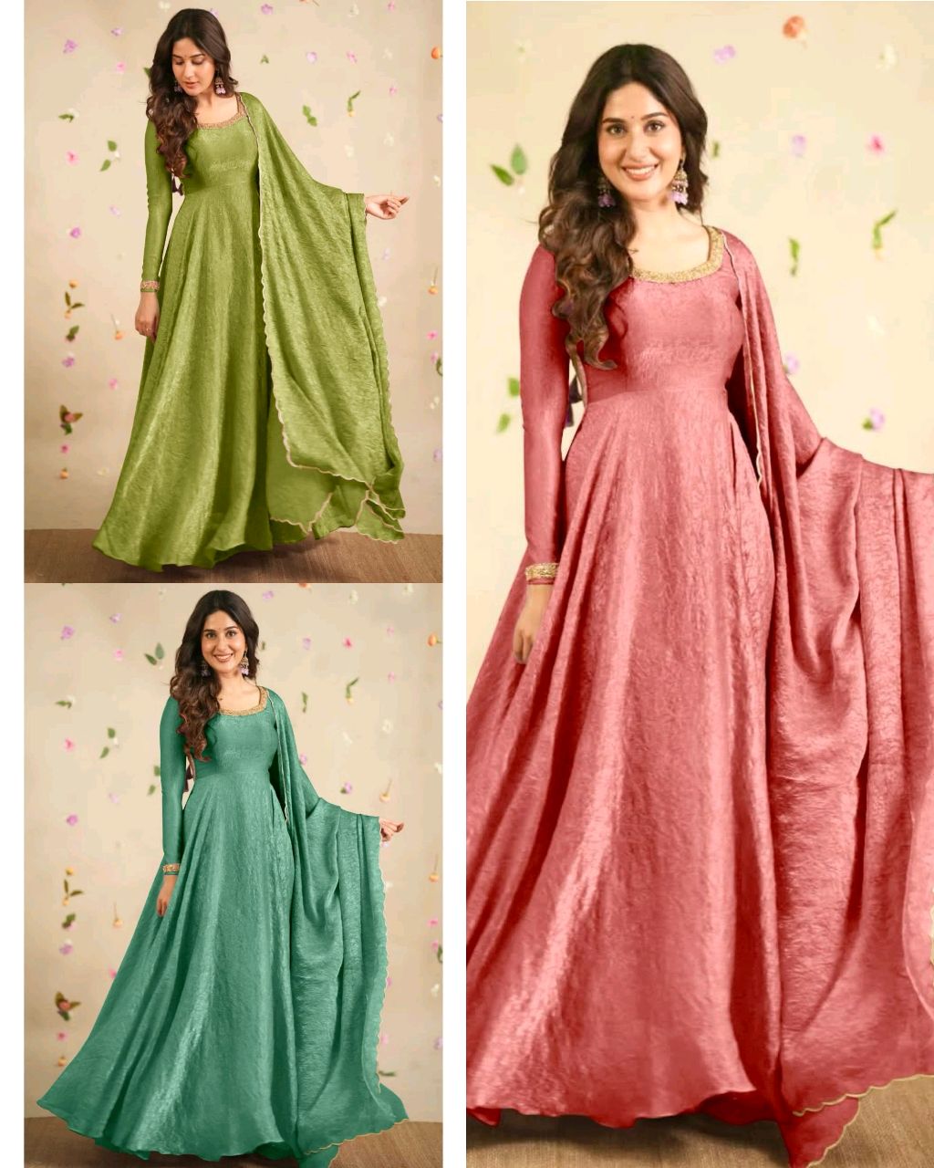 Beautiful Designer Hand Zardoshi Work Gown With Cut Work Duppata