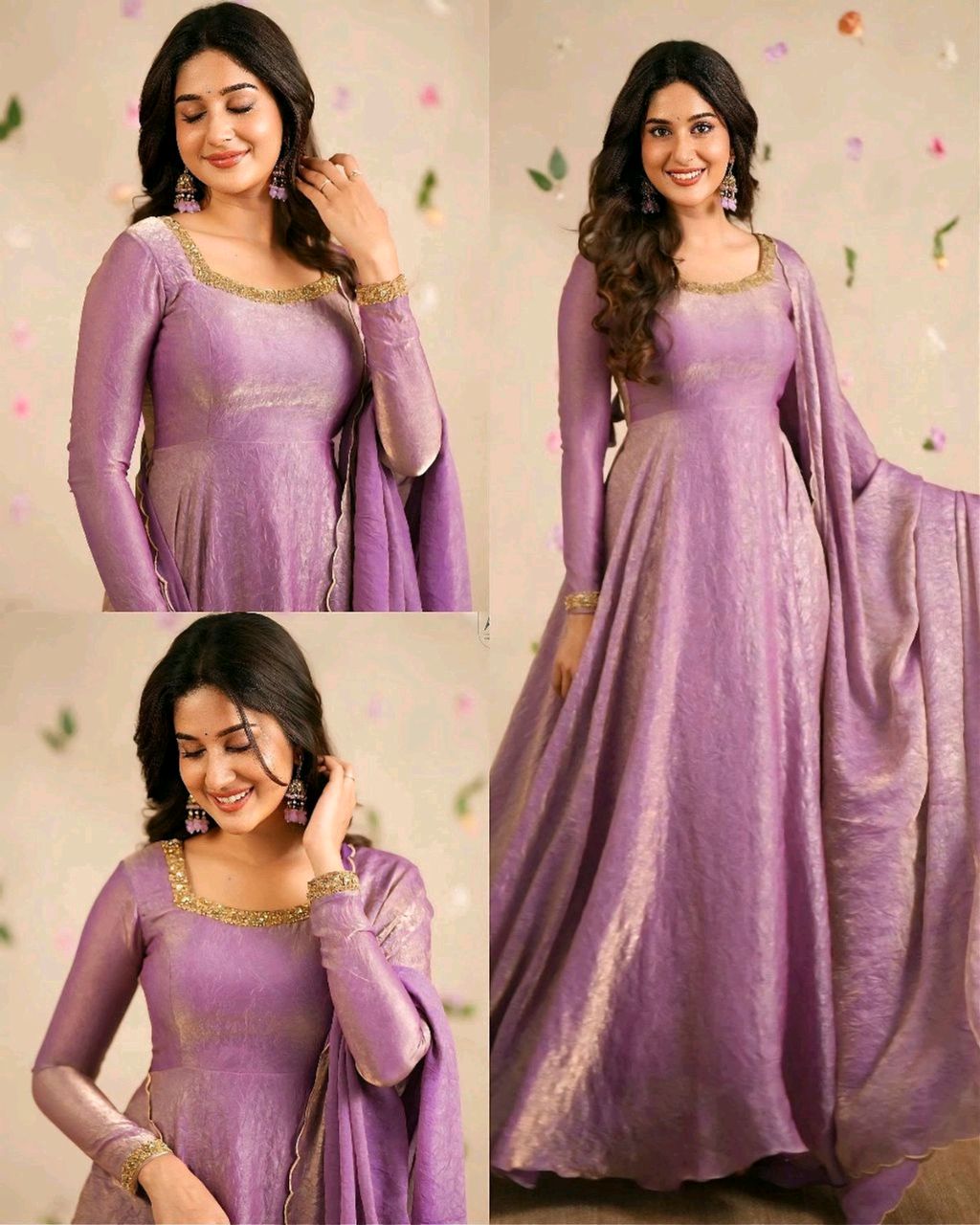 Beautiful Designer Hand Zardoshi Work Gown With Cut Work Duppata - Image 2