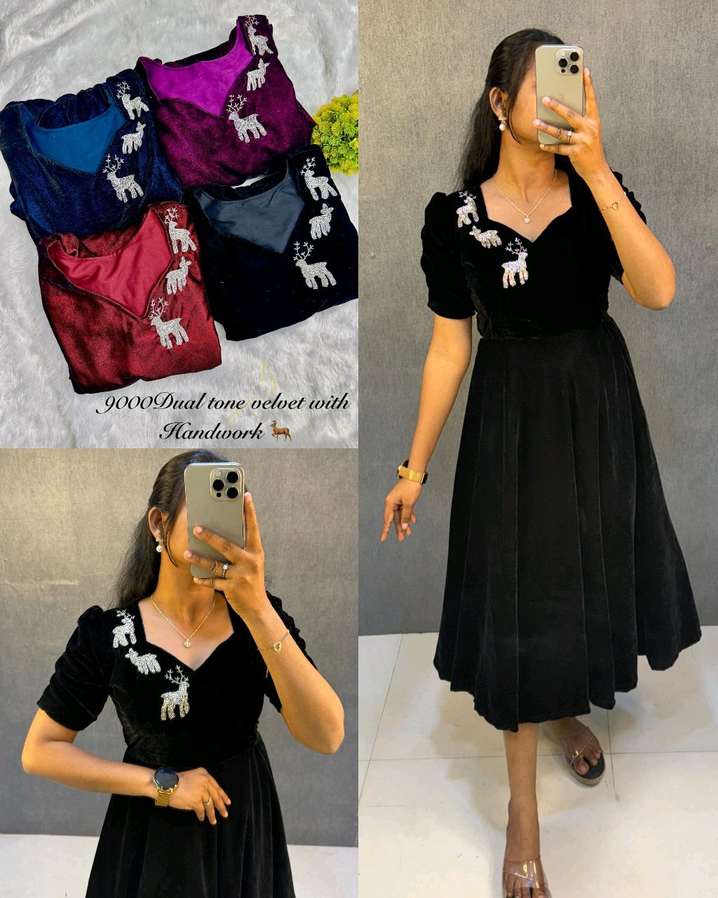 Launching New Designer party wear velvet midi gown - Image 3