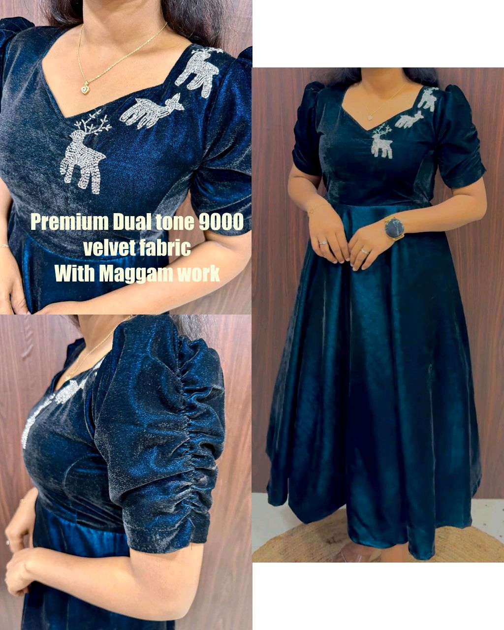 Launching New Designer party wear velvet midi gown - Image 4