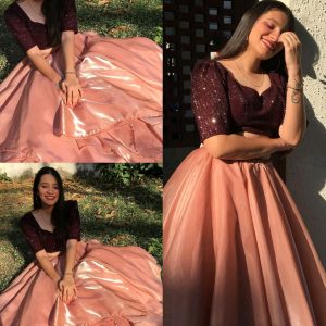 Peach Lehenga Choli (Choli Unstiched)