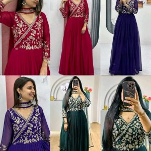 GEORGETTE SEQUENCE WORK GOWN WITH DUPATTA