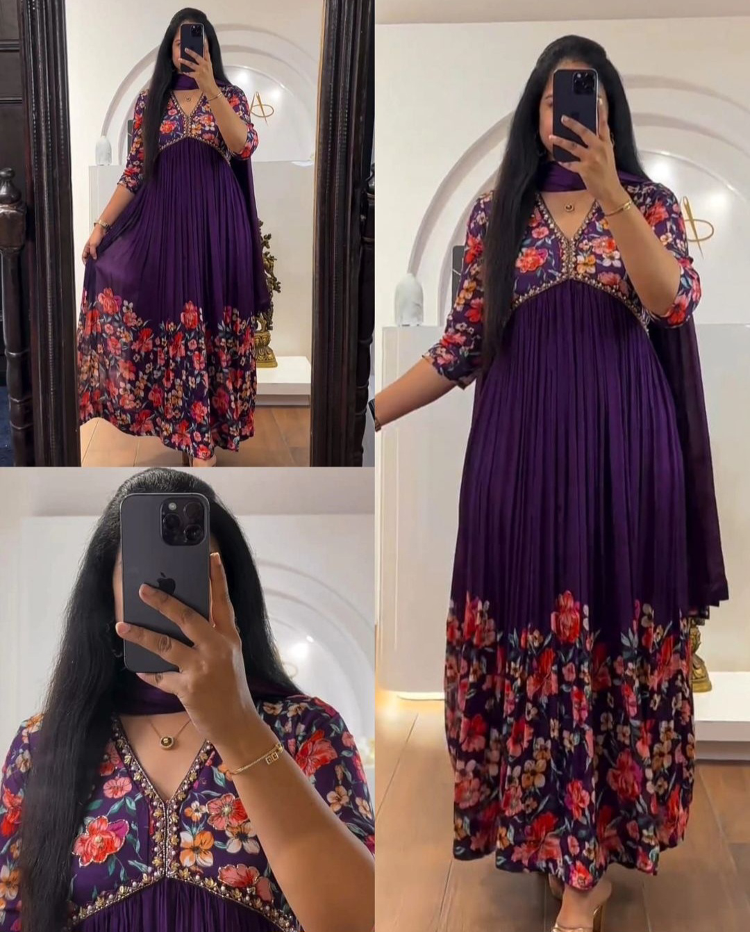 Super Hit Handwork Alia Cut Anarkali Floral Gown