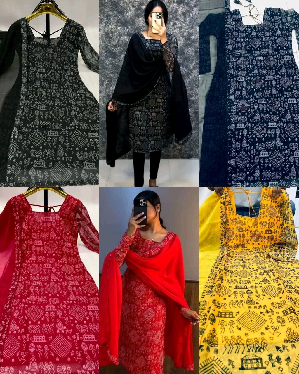 Village printed kurtis + dupata