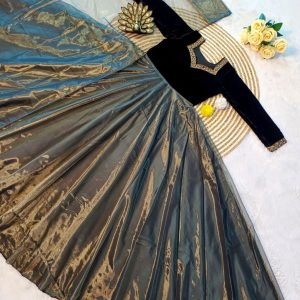 A Beautiful Elegant Super Hit Collection, Designer 9000 Velvet With Hand Work Gown With Cut Work Duppata.