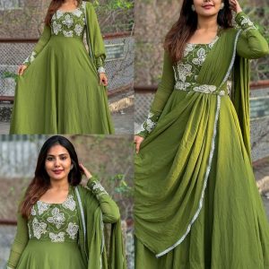 Stay Effortlessly Beautiful In Our Emb Anarkali GREEN 💚 ✨