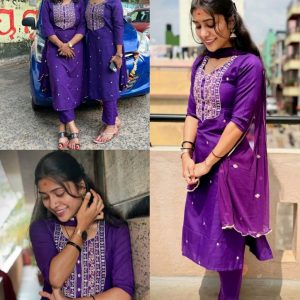 Women's Embroidered Straight Kurta With Pant & Dupatta