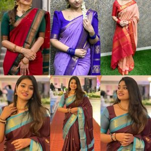 Pure Kalyani cotton Saree with Contrast Zari Border