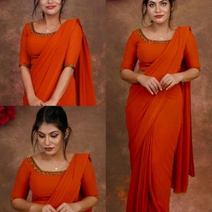 Trendy Elegance Saree with Elegance Handwork Stitched Blouse