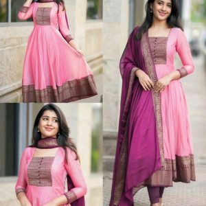 New Launching super Hit Vichitra Fabric beautiful gown With Duppta