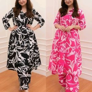 Women's Cotton Floral Printed Kurti And Pant Co-ords Set