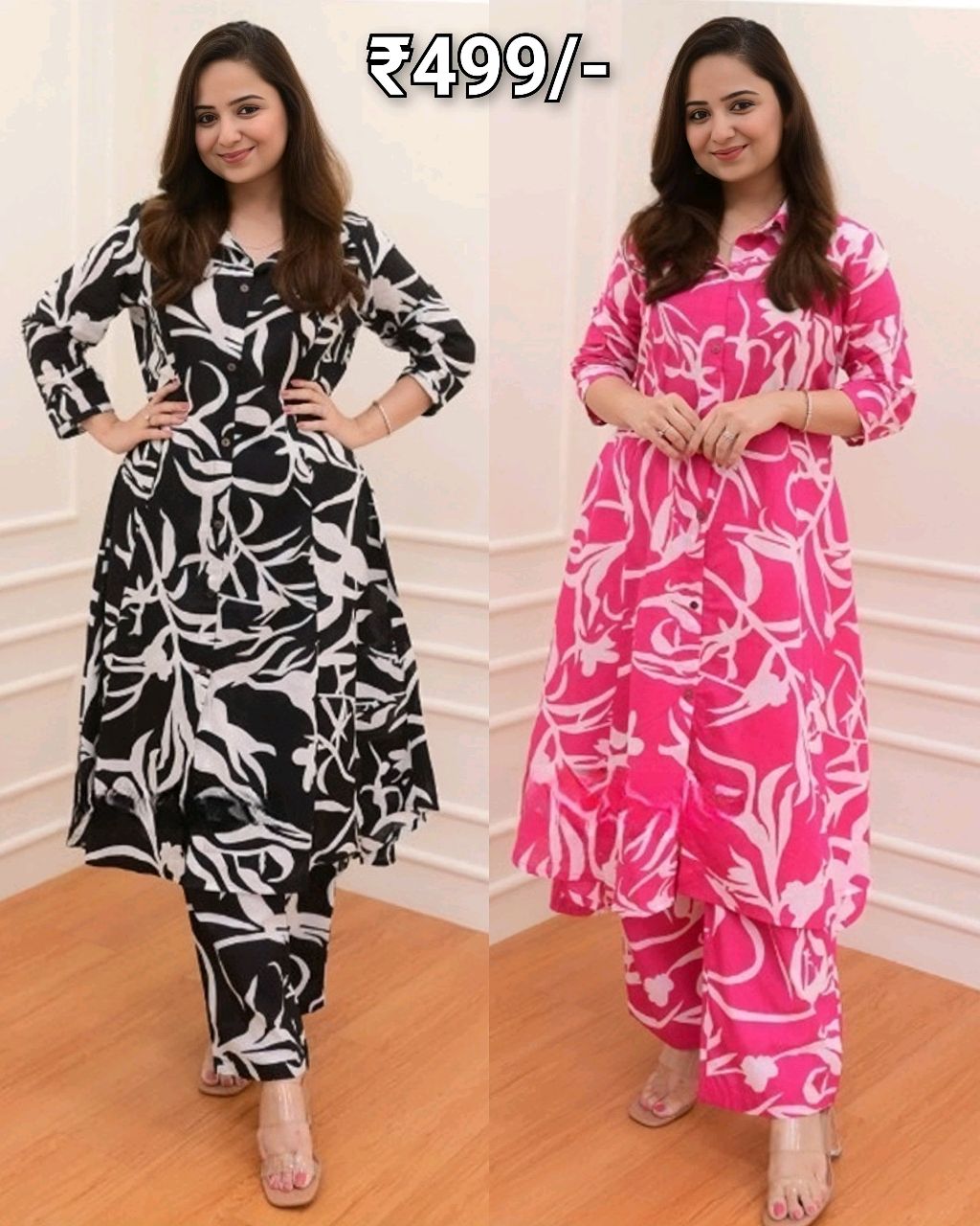 Women's Cotton Floral Printed Kurti And Pant Co-ords Set