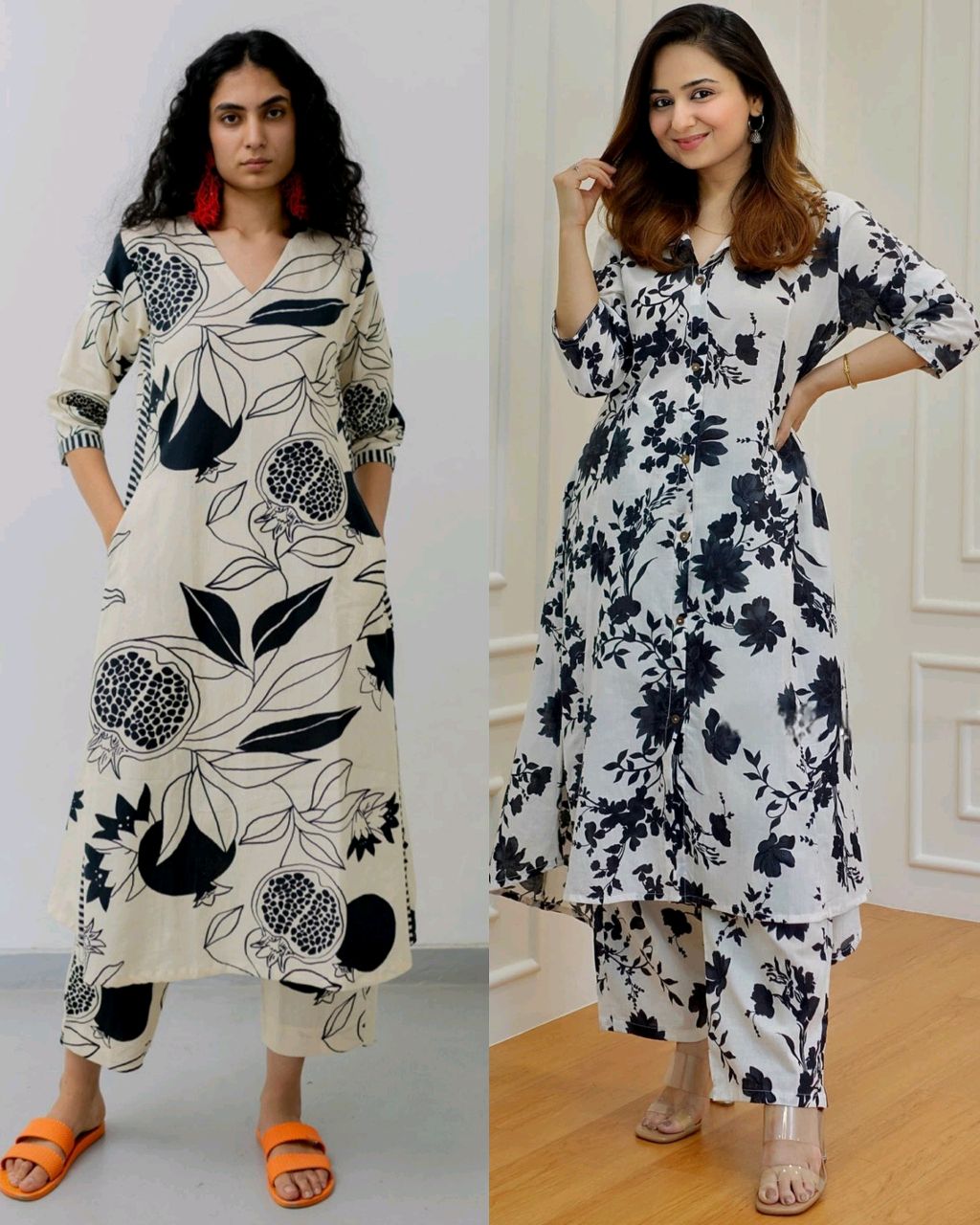 Women's Cotton Floral Printed Kurti And Pant Co-ords Set - Image 3