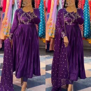 Embroidered Gown With Dupatta