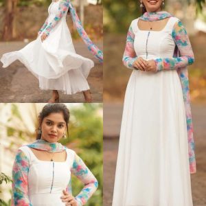 White Gown With Dupatta