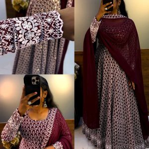 Nandhini Gown With Dupatta Launching New chikankari maxi