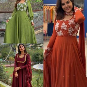 Stay Effortlessly Beautiful In Our Emb Anarkali GREEN ✨