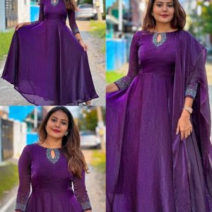 Ready to Wear pure space silk fabric with top heavy *dimond hand work full finish same duppata and full flair