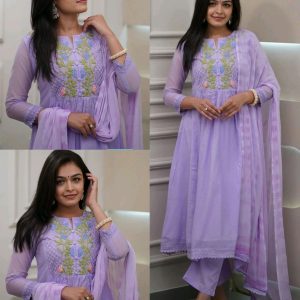 Trendy Fashion Floral Embroidered Kurta With Trousers & Dupatta