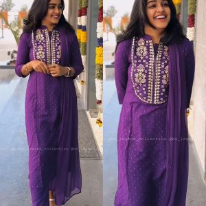 Purple Ethnic Motifs Embroidered Kurta with Trouser & Dupatta