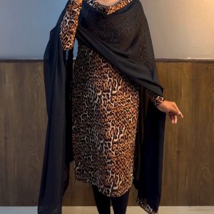 Animal Print Kurti plus Dupatta
