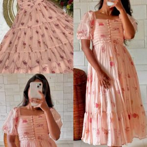 Bloom Beautifully, wear Effortlessly Georgette Maxi Set! Elegant Floral Prints On Soft Smooth Georgette Fabric Make You Stand Out With Style.