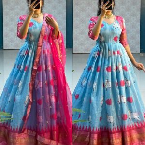 KANCHIPURAM Gown With Duppata