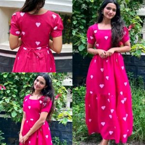 Elegant Heart Embroidered Anarkali Gown for Women