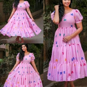 Summer maxi for the upcoming season with beautiful and colourful leaves All Over