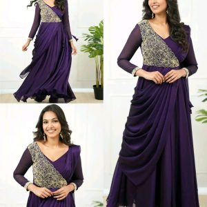 Look As Charming As This Beautiful Unique Style Pre-Draped Saree-ankarli With Beautiful Embroidery, Blouse Epitomizes Party-Ready Chic