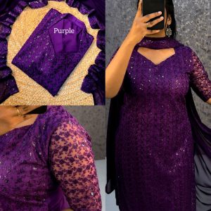 Trendy Net Embroidered kurti + dupata