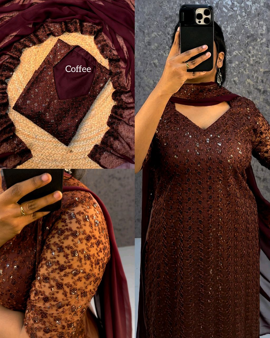Trendy Net Embroidered kurti + dupata - Image 2