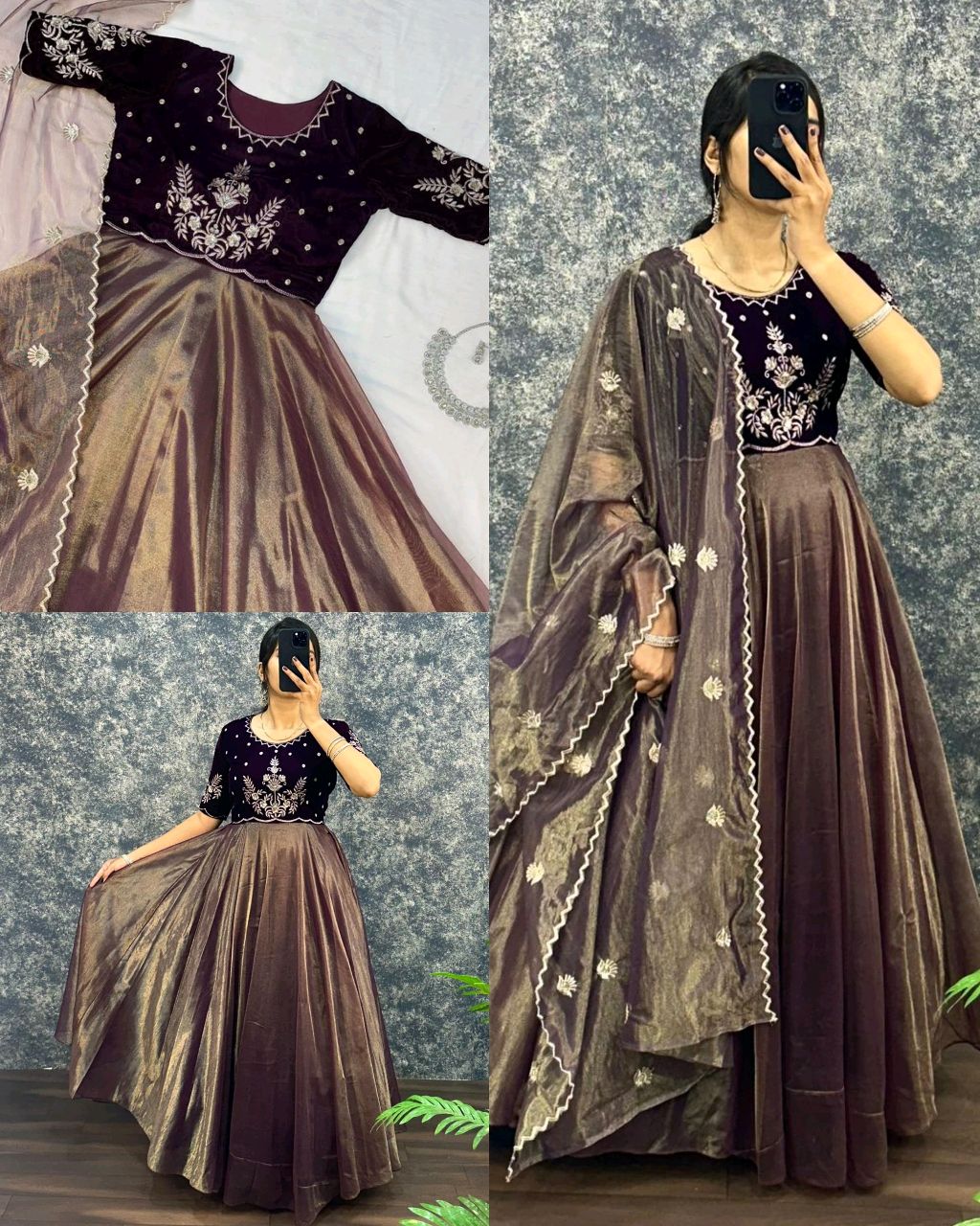 Trendy Pretty Womens Gown With Dupatta - Image 2