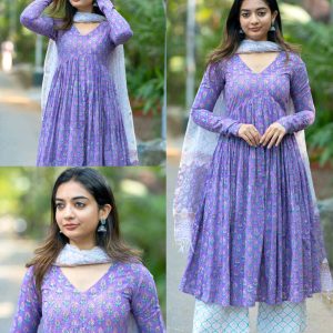 Stylish Women Printed Anarkali Kurta and Pant Set with Dupatta