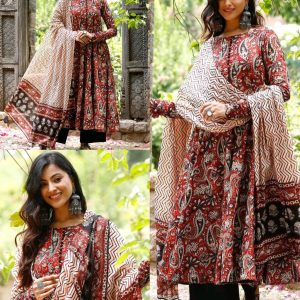 Stylish Women Printed Anarkali Kurta and Pant Set with Dupatta