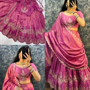 FESTIVEL LEHENGA ORIGINAL SOUTH TISSUE WITH EMBROIDERY & SEQUENCE WORK